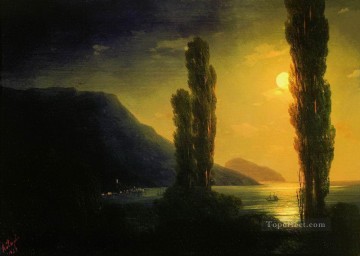  1863 Oil Painting - moonlit night near yalta 1863 Romantic Ivan Aivazovsky Russian